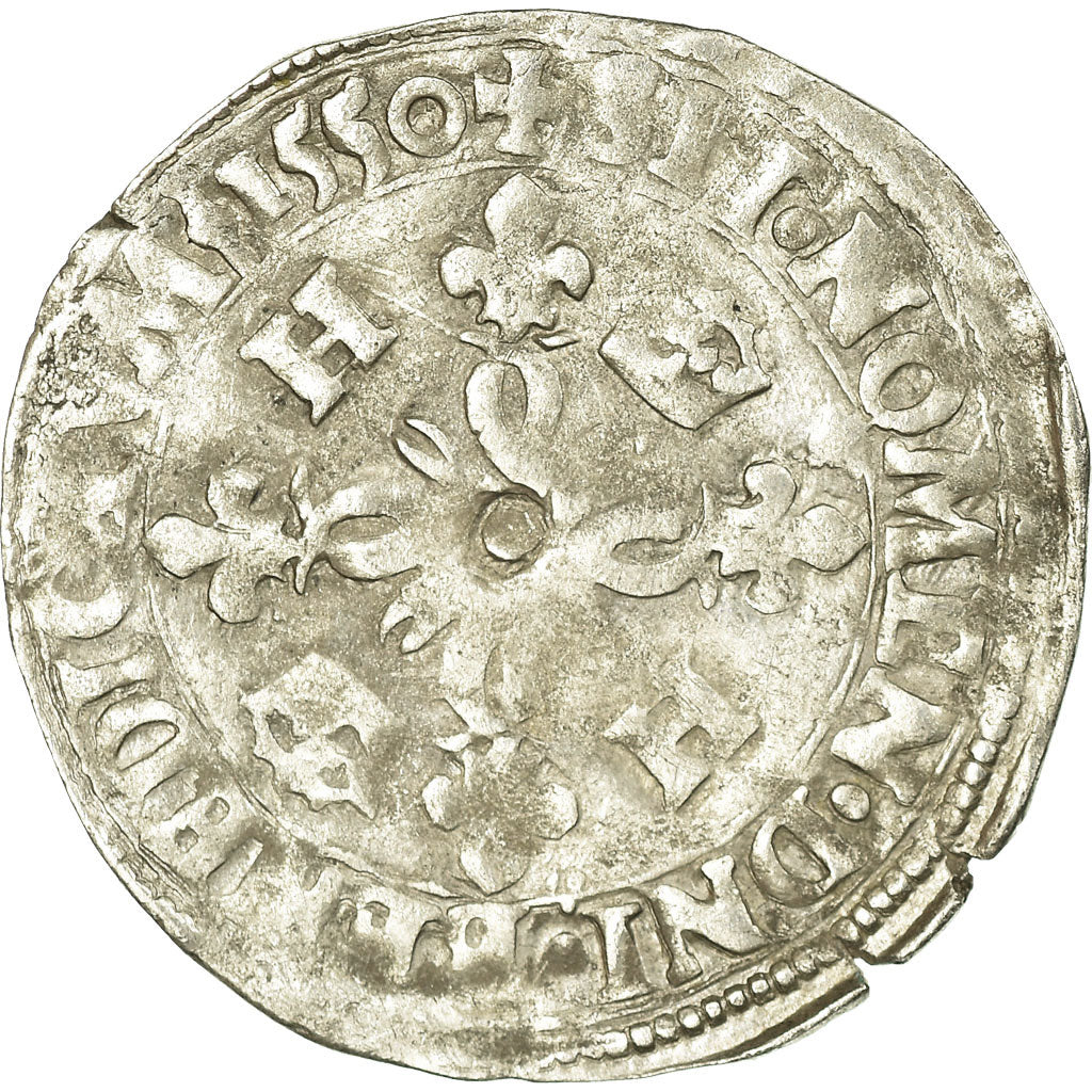 Coin, France, Henri II, Douzain aux croissants, 1550, Saint Lô, VF(30-35)