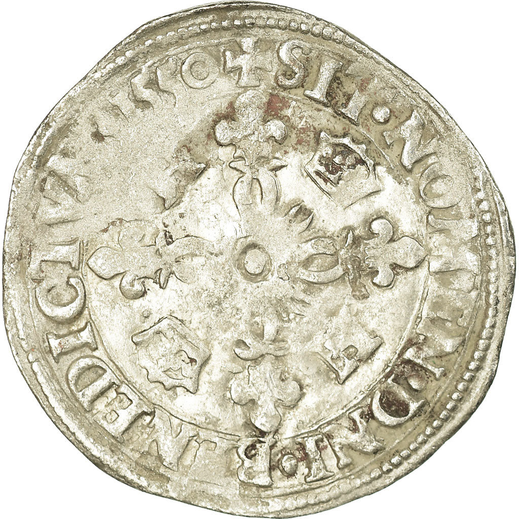 Monnaie, France, Henri II, Douzain aux croissants, 1550, Saint Lô, TB+, Billon
