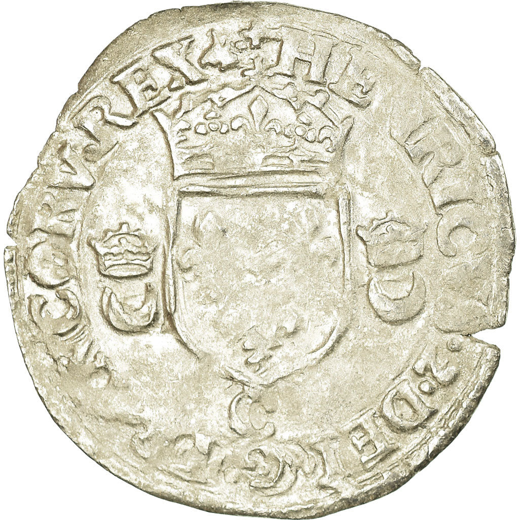 Monnaie, France, Henri II, Douzain aux croissants, 1550, Saint Lô, TTB, Billon