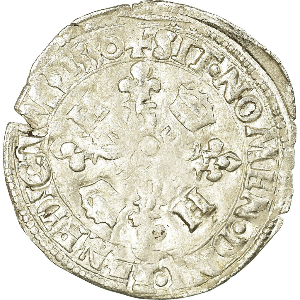 Monnaie, France, Henri II, Douzain aux croissants, 1550, Saint Lô, TTB, Billon