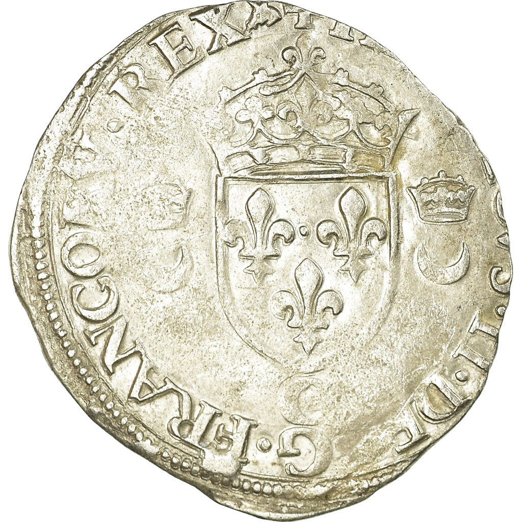 Monnaie, France, Henri II, Douzain aux croissants, 1550, Saint Lô, BNEDICTUM