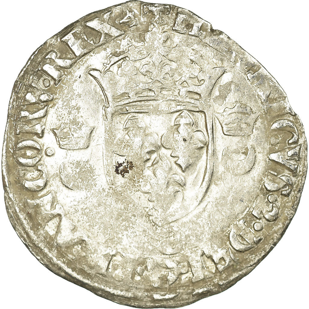 Coin, France, Henri II, Douzain aux croissants, 1551, Saint Lô, VF(20-25)