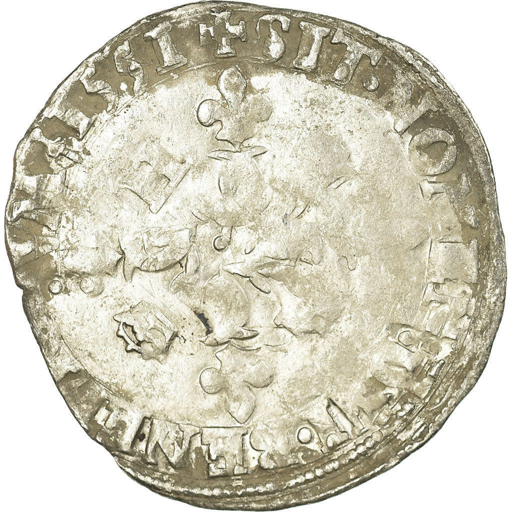 Coin, France, Henri II, Douzain aux croissants, 1551, Saint Lô, VF(20-25)