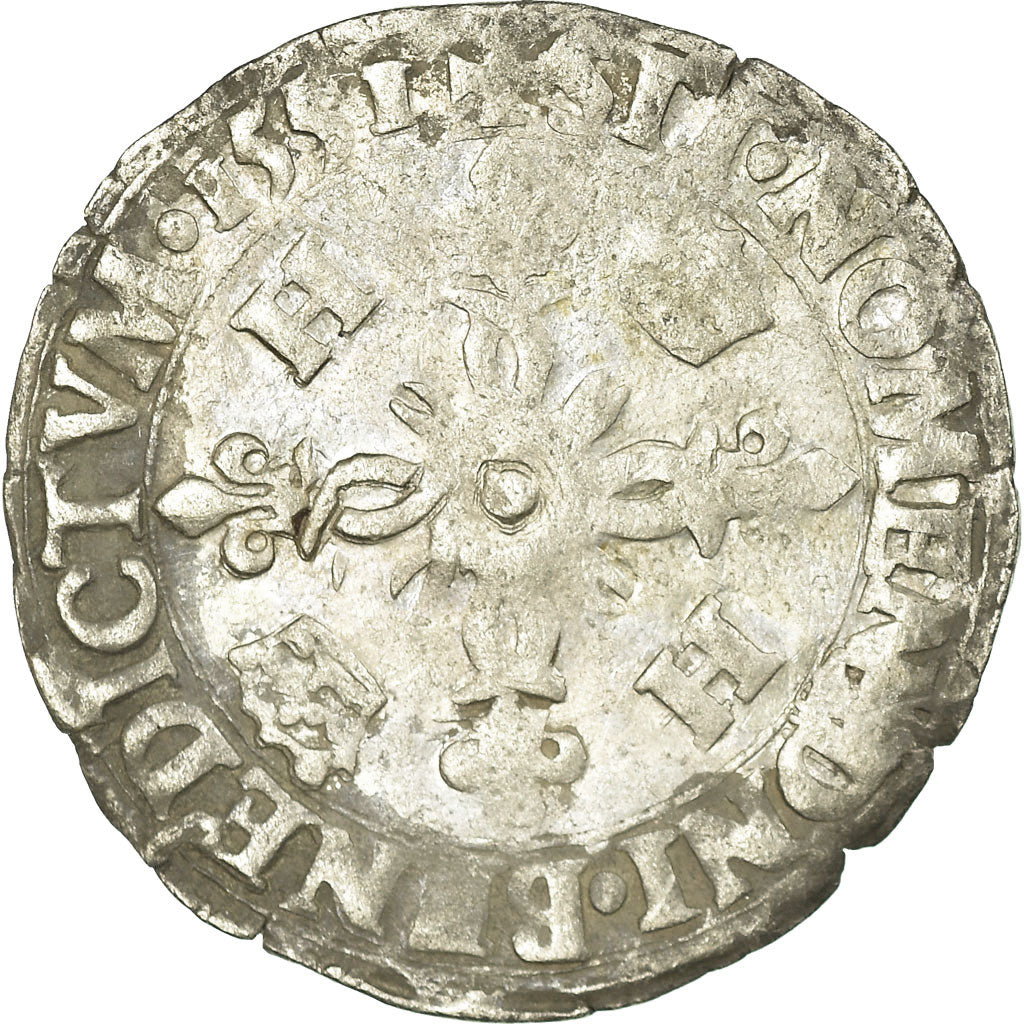 Coin, France, Henri II, Douzain aux croissants, 1551, Rouen, VF(20-25), Billon