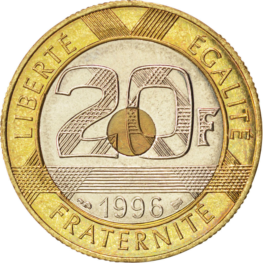 FRANCE, Mont Saint Michel, 20 Francs, 1996, KM #1008.2, MS(60-62),...