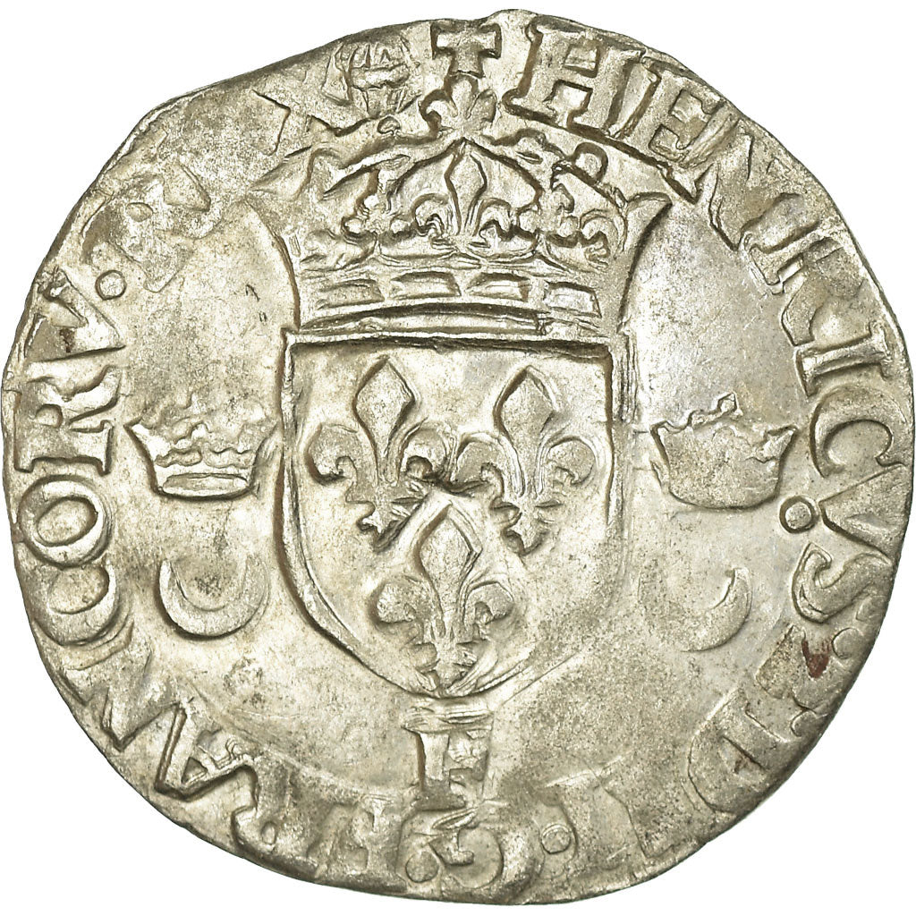 Münze, Frankreich, Henri II, Douzain aux croissants, 1552, Angers, S+, Billon