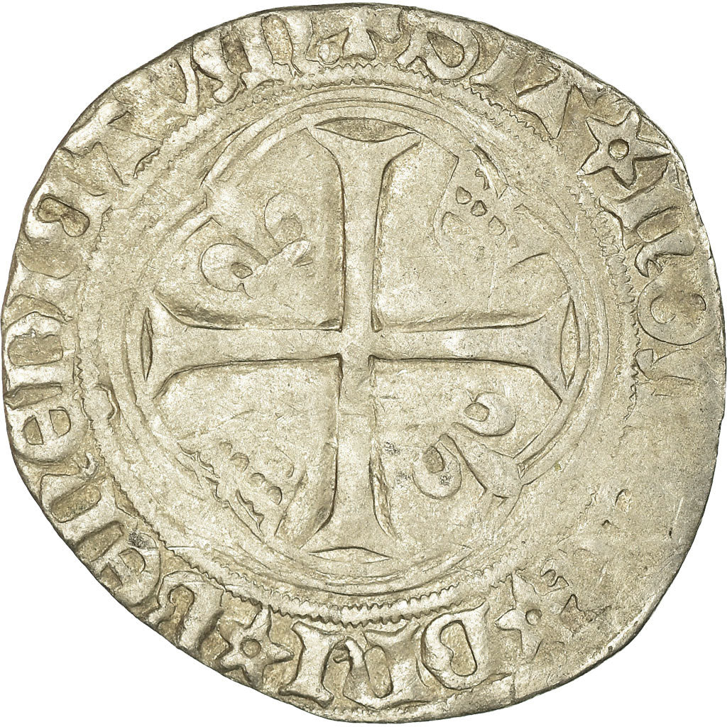 Coin, France, Charles VIII, Blanc à la couronne, Rouen, VF(20-25), Billon
