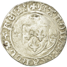 Coin, France, Charles VIII, Blanc à la couronne, Rouen, VF(20-25), Billon