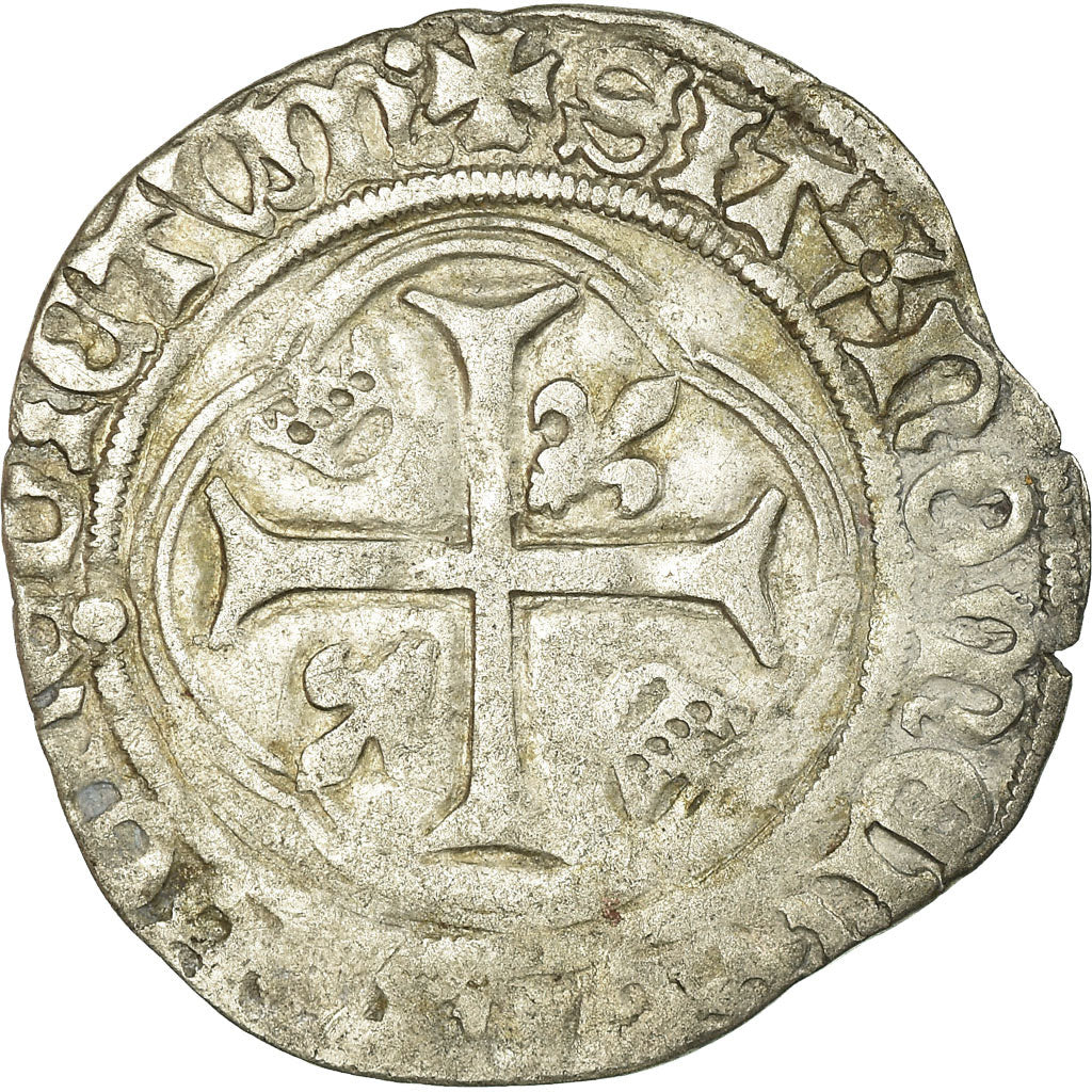 Coin, France, Charles VIII, Blanc à la couronne, Rouen, VF(30-35), Billon