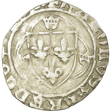 Coin, France, Charles VIII, Blanc à la couronne, Rouen, VF(20-25), Billon