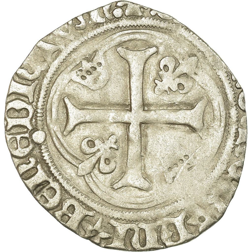 Coin, France, Charles VIII, Blanc à la couronne, Rouen, VF(20-25), Billon
