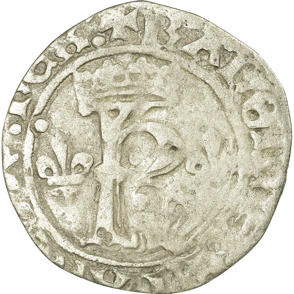 Coin, France, Charles VIII, Karolus or Dizain, Rouen, VF(20-25), Billon