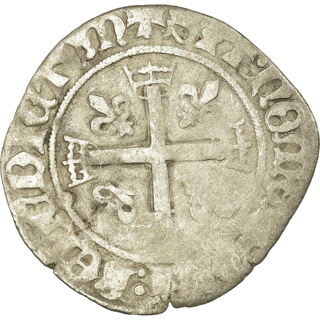 Coin, France, Charles VIII, Karolus or Dizain, Rouen, VF(20-25), Billon