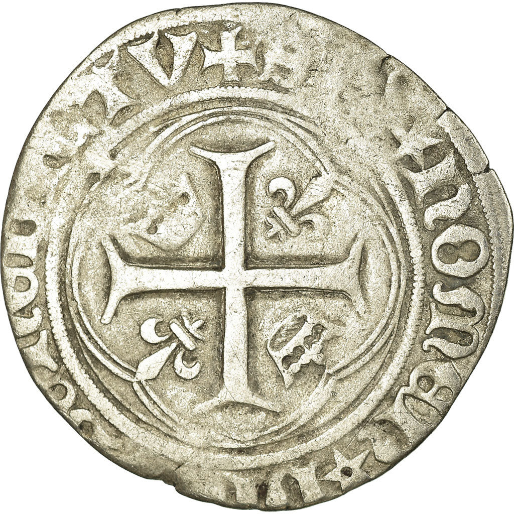 Coin, France, Charles VIII, Blanc à la couronne, Paris, VF(20-25), Billon