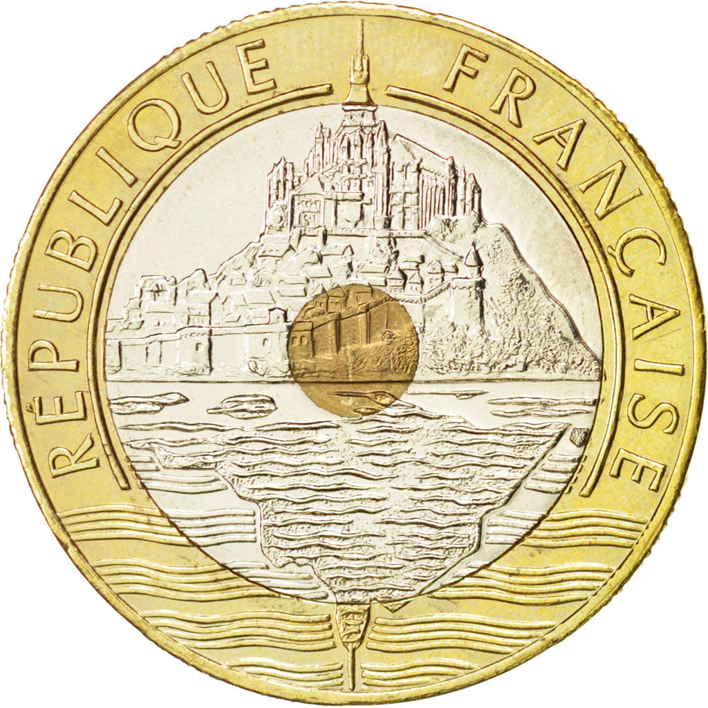 FRANCE, Mont Saint Michel, 20 Francs, 2001, KM #1008.2, MS(63), Tri-Metallic,...
