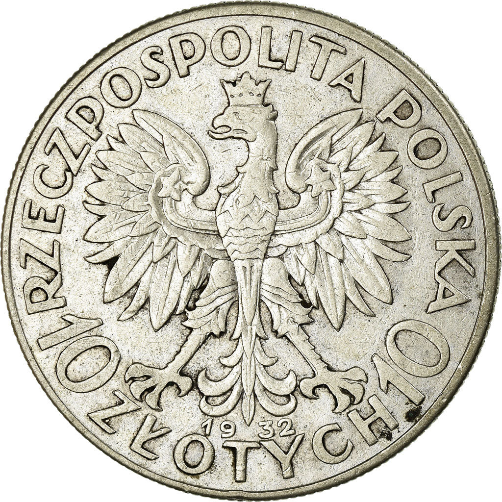 Coin, Poland, 10 Zlotych, 1932, Warsaw, VF(30-35), Silver, KM:22