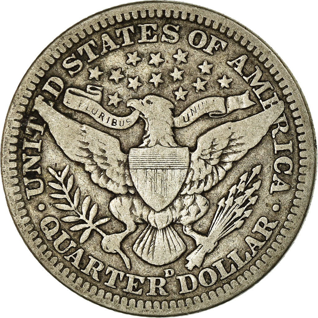 Coin, United States, Barber Quarter, Quarter, 1914, U.S. Mint, Denver