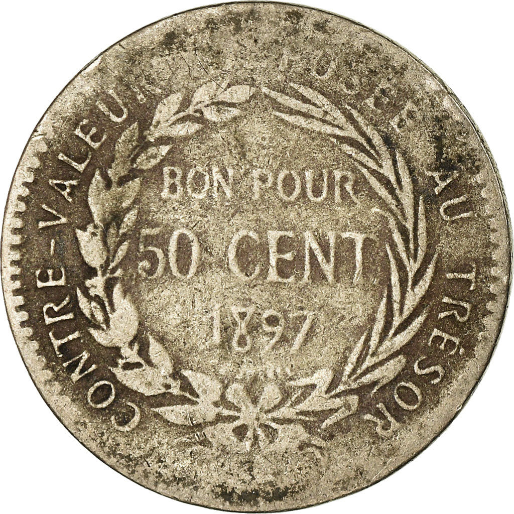 Coin, Martinique, 50 Centimes, 1897, VF(20-25), Copper-nickel, KM:40