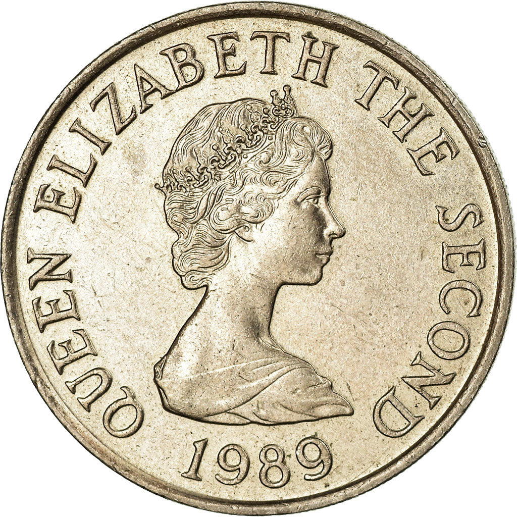 Coin, Jersey, Elizabeth II, 10 Pence, 1989, AU(55-58), Copper-nickel, KM:57.1