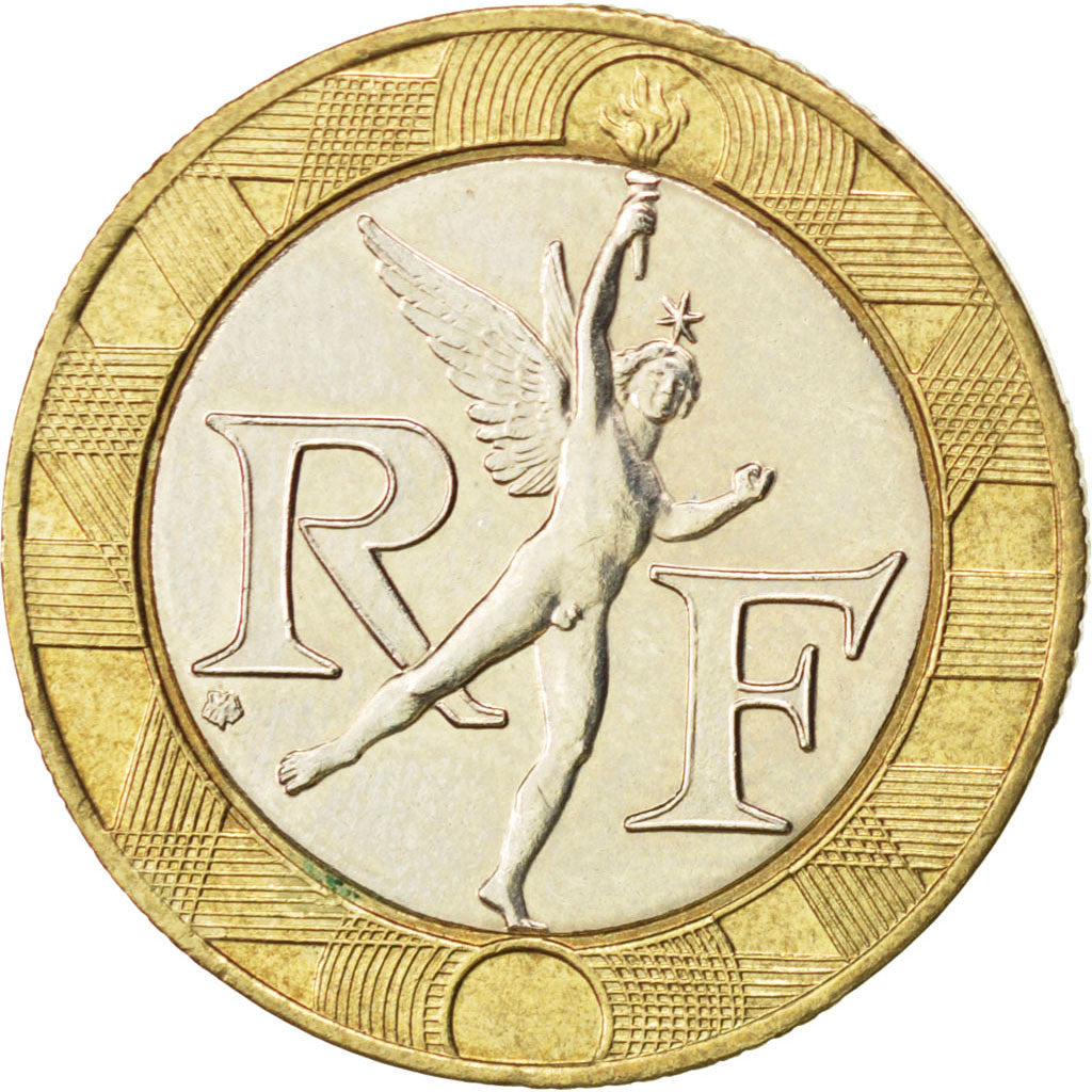 FRANCE, Génie, 10 Francs, 1989, KM #964.1, AU(55-58), Bi-Metallic, 23, Gadoury #