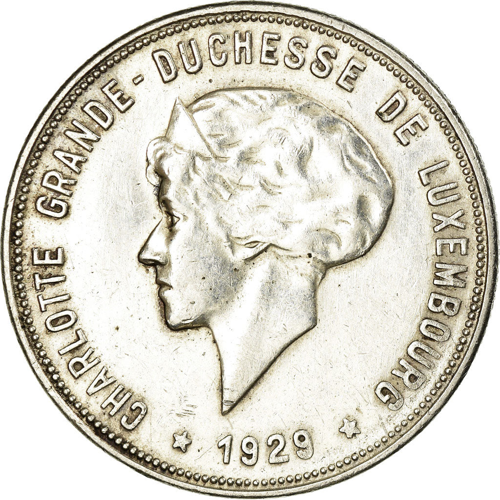 Coin, Luxembourg, Charlotte, 10 Francs, 1929, AU(50-53), Silver, KM:39