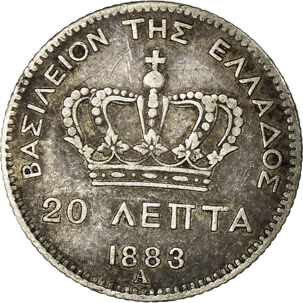Münze, Griechenland, George I, 20 Lepta, 1883, Paris, SS, Silber, KM:44