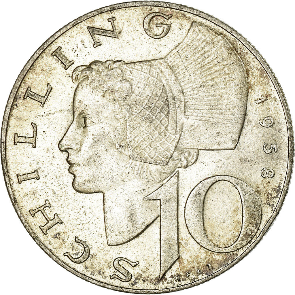 Coin, Austria, 10 Schilling, 1958, AU(55-58), Silver, KM:2882