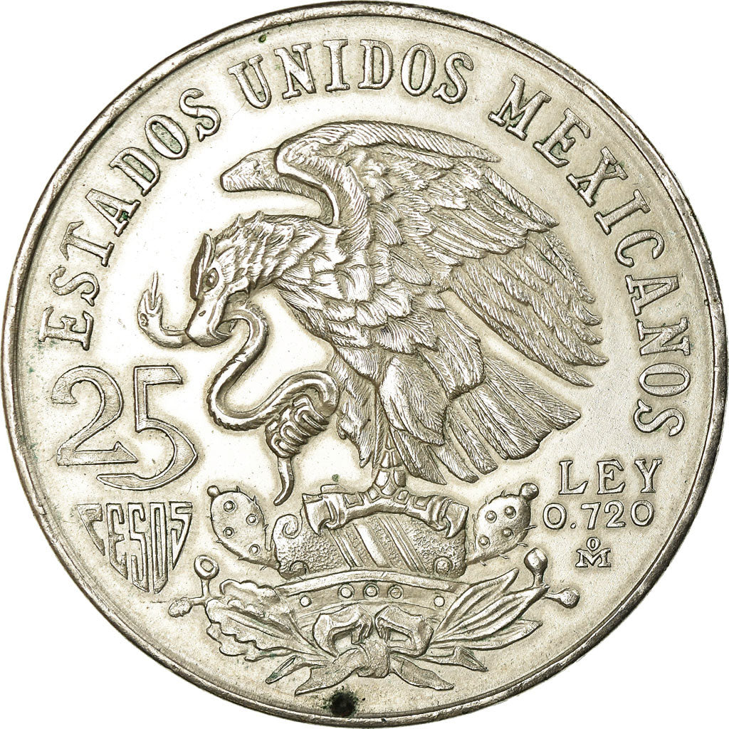 Munten, Mexico, 25 Pesos, 1968, Mexico City, ZF, Zilver, KM:479.1