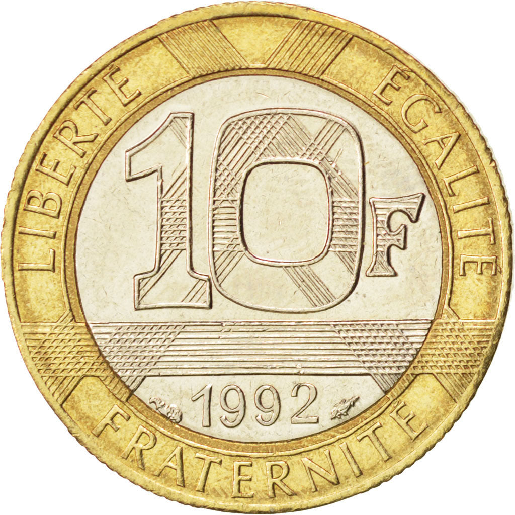 FRANCE, Génie, 10 Francs, 1992, KM #964.1, AU(50-53), Bi-Metallic, 23, Gadoury #