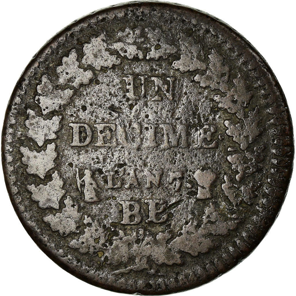 Coin, France, Dupré, Decime, AN 7, Strasbourg, VF(20-25), Bronze, KM:644.4