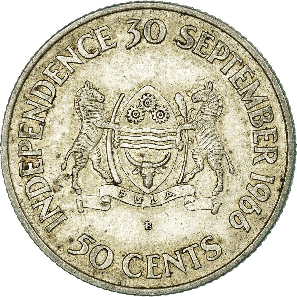 Coin, Botswana, 50 Cents, 1966, Berne, Switzerland, AU(55-58), Silver, KM:1