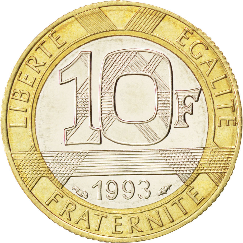 Coin, France, Génie, 10 Francs, 1993, MS(63), Aluminum-Bronze, KM:964.2