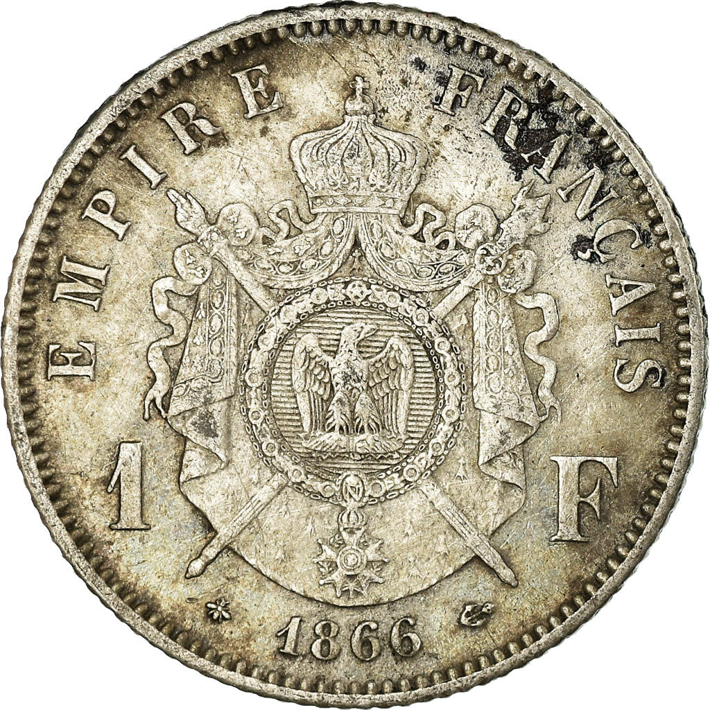 Moneta, Francja, Napoleon III, Napoléon III, Franc, 1866, Paris, EF(40-45)
