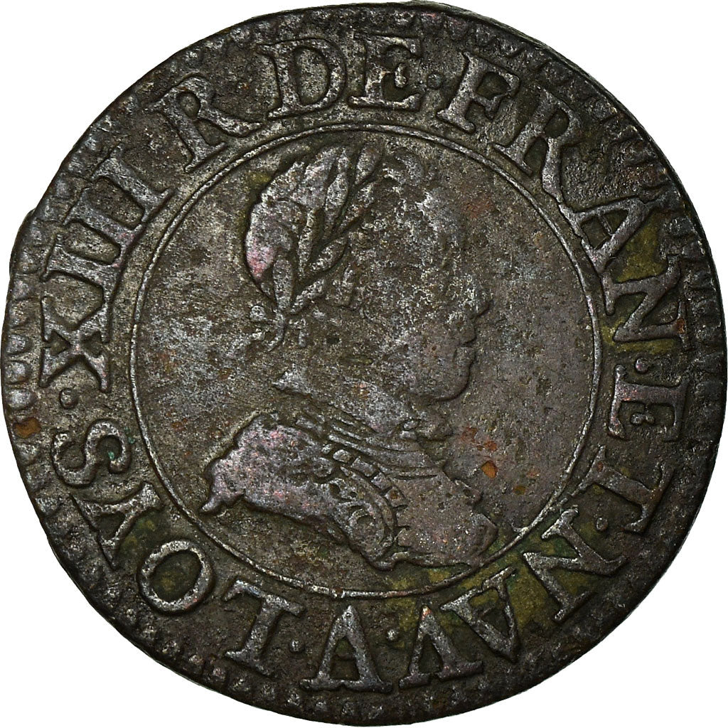 Monnaie, France, Louis XIII, Double tournois, buste enfantin, Double Tournois