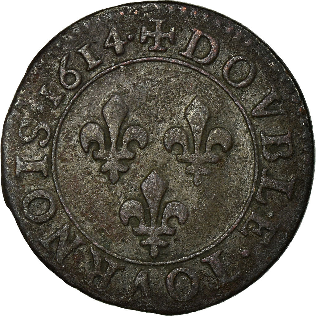 Monnaie, France, Louis XIII, Double tournois, buste enfantin, Double Tournois