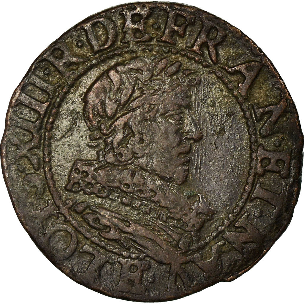 Moneta, Francia, Louis XIII, Double tournois, buste juvénile au col fraisé