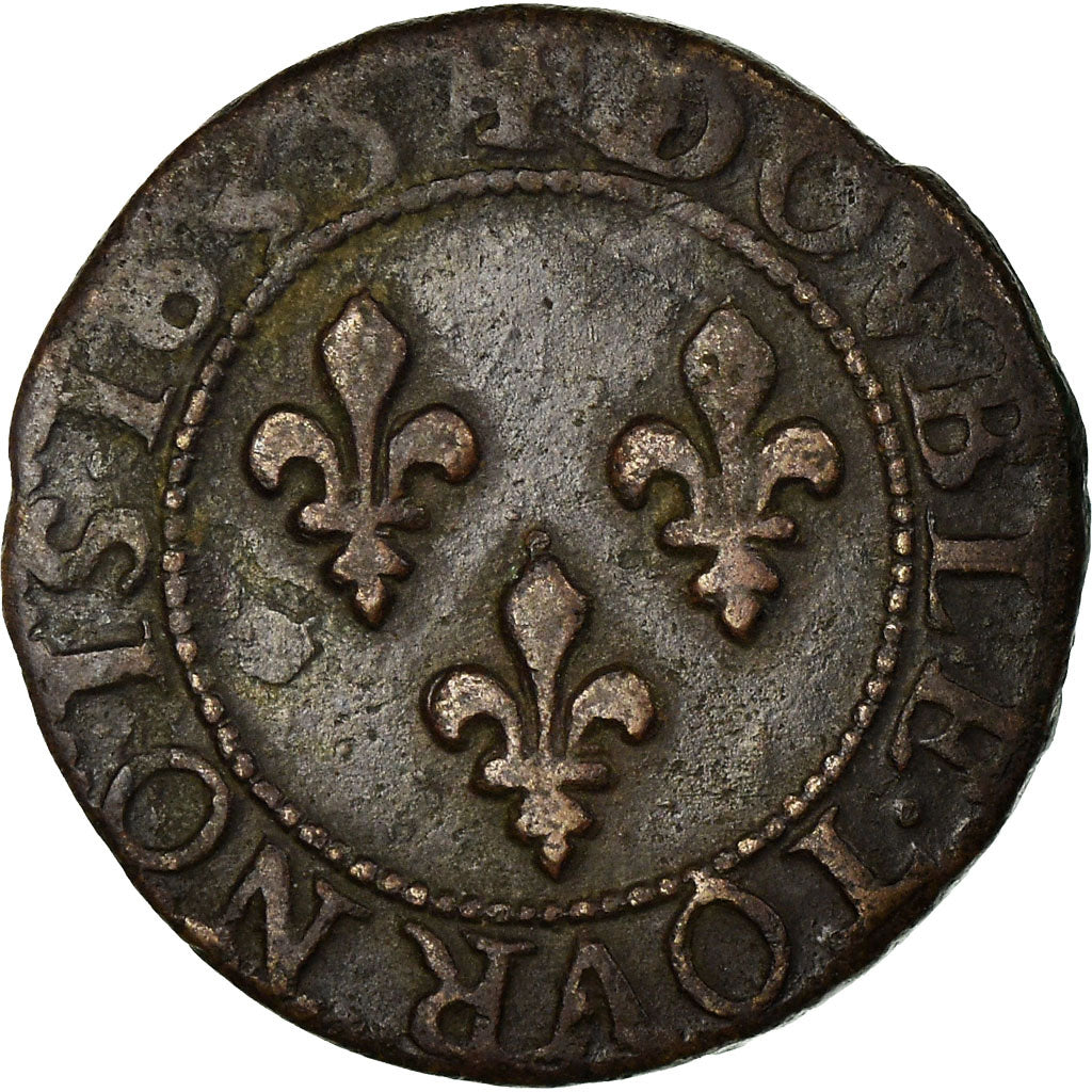 Moneta, Francia, Louis XIII, Double tournois, buste juvénile au col fraisé