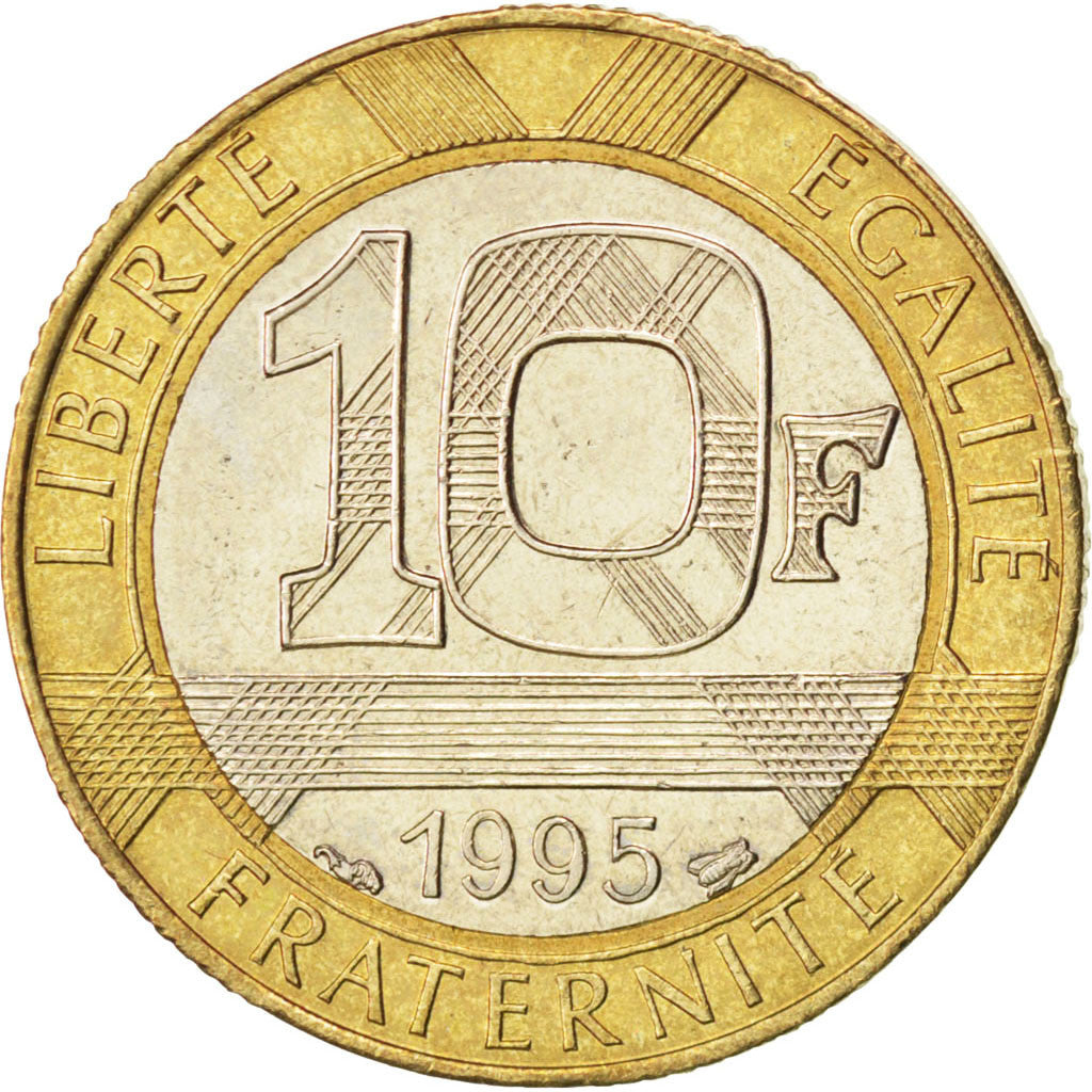 FRANCE, Génie, 10 Francs, 1995, KM #964.1, AU(50-53), Bi-Metallic, 23, Gadoury #