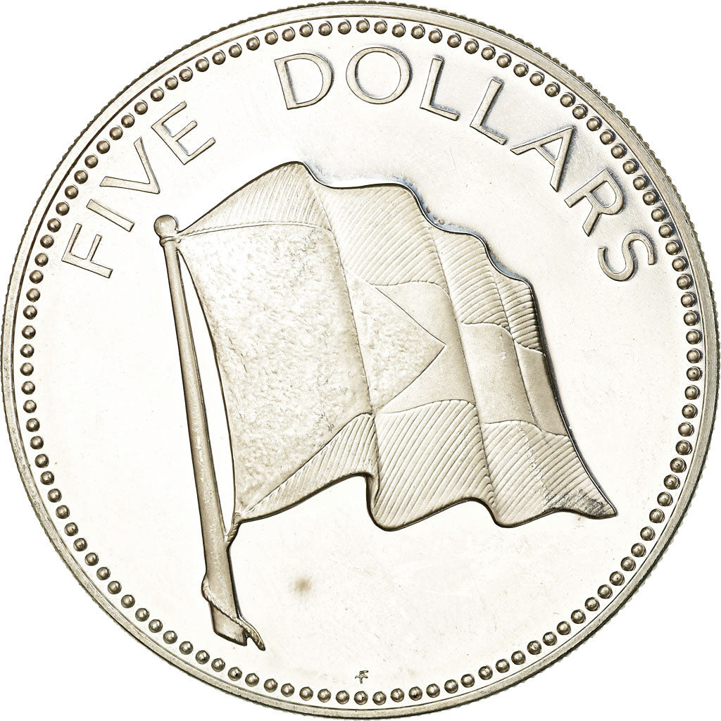 Coin, Bahamas, Elizabeth II, 5 Dollars, 1974, Franklin Mint, U.S.A., Proof