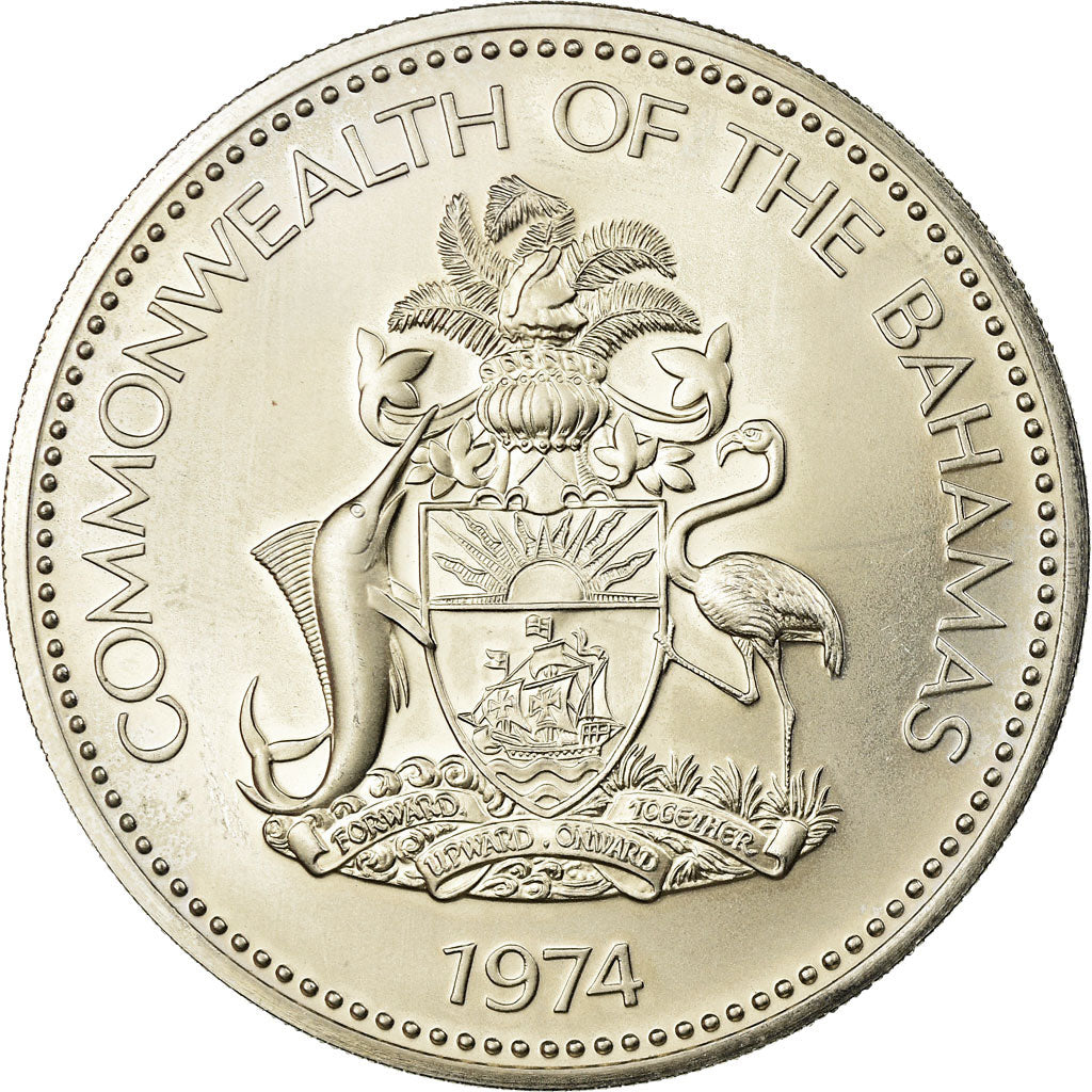 Coin, Bahamas, Elizabeth II, 10 Dollars, 1974, Franklin Mint, U.S.A., MS(63)