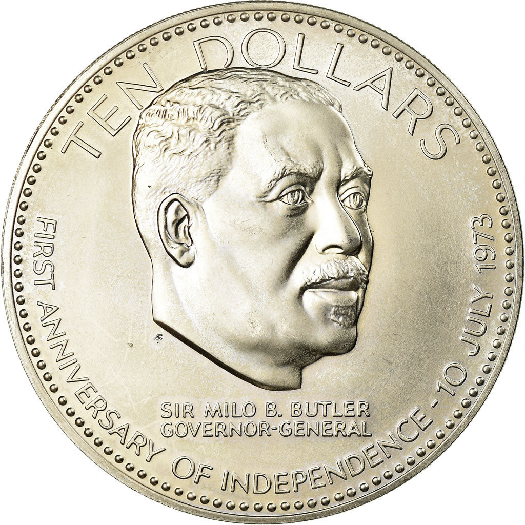 Coin, Bahamas, Elizabeth II, 10 Dollars, 1974, Franklin Mint, U.S.A., MS(63)