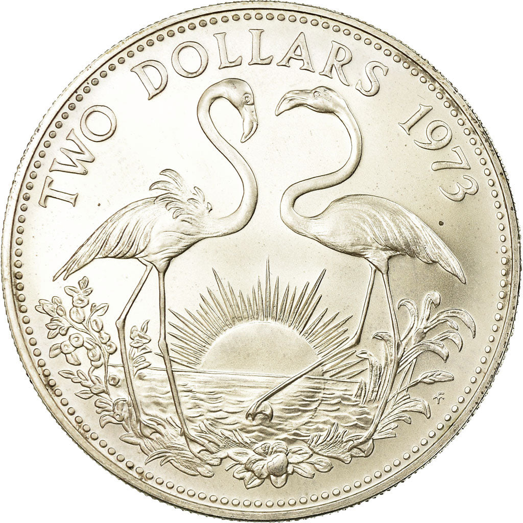 Coin, Bahamas, Elizabeth II, 2 Dollars, 1973, Franklin Mint, U.S.A., MS(63)