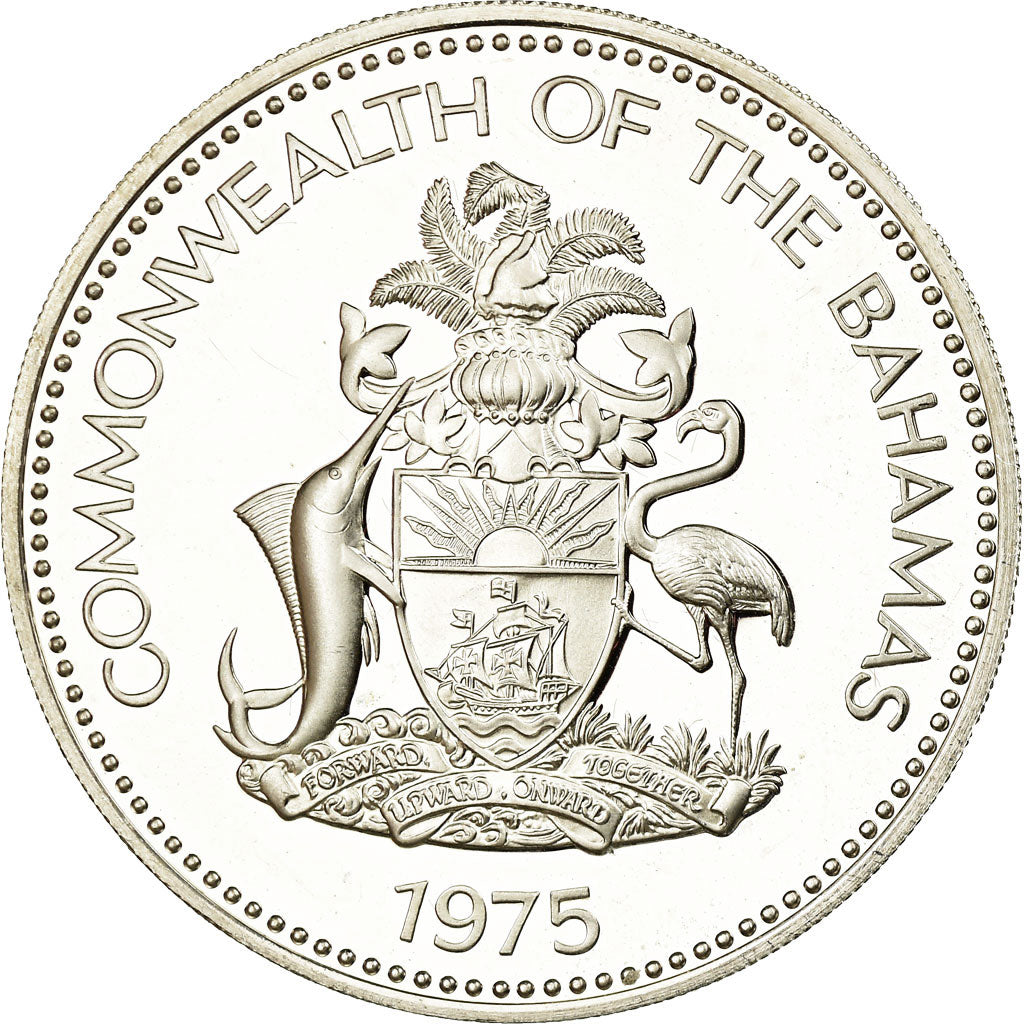 Coin, Bahamas, Elizabeth II, 10 Dollars, 1975, Franklin Mint, U.S.A., Proof