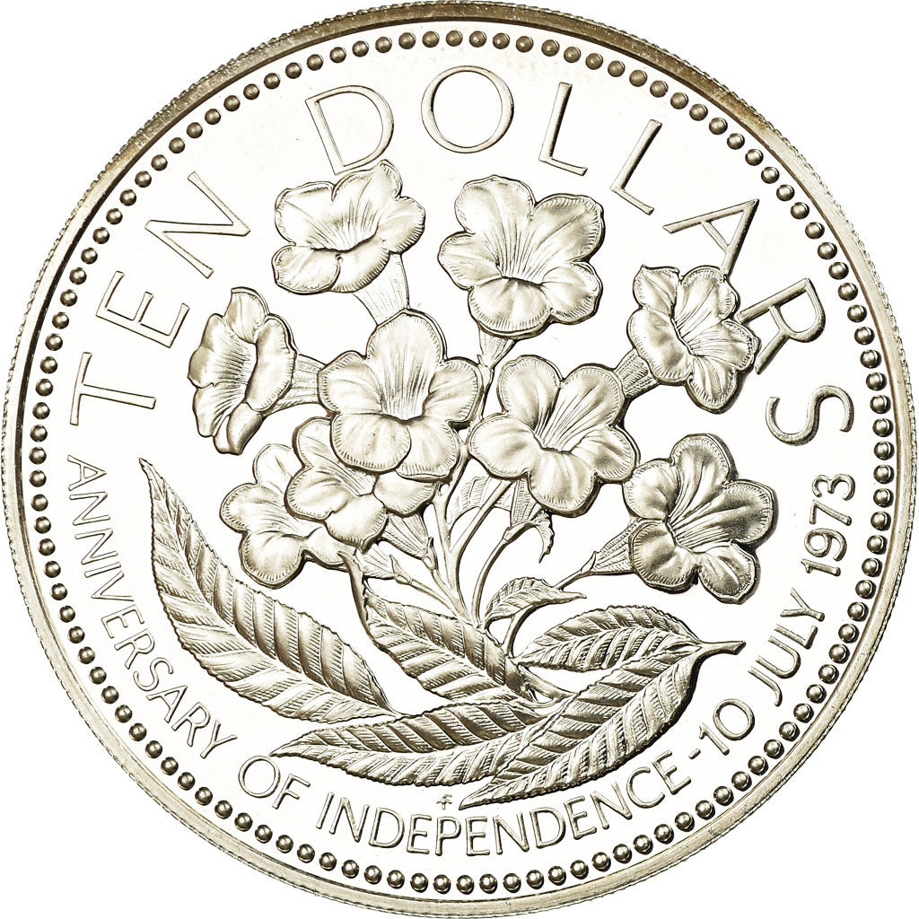 Coin, Bahamas, Elizabeth II, 10 Dollars, 1975, Franklin Mint, U.S.A., Proof