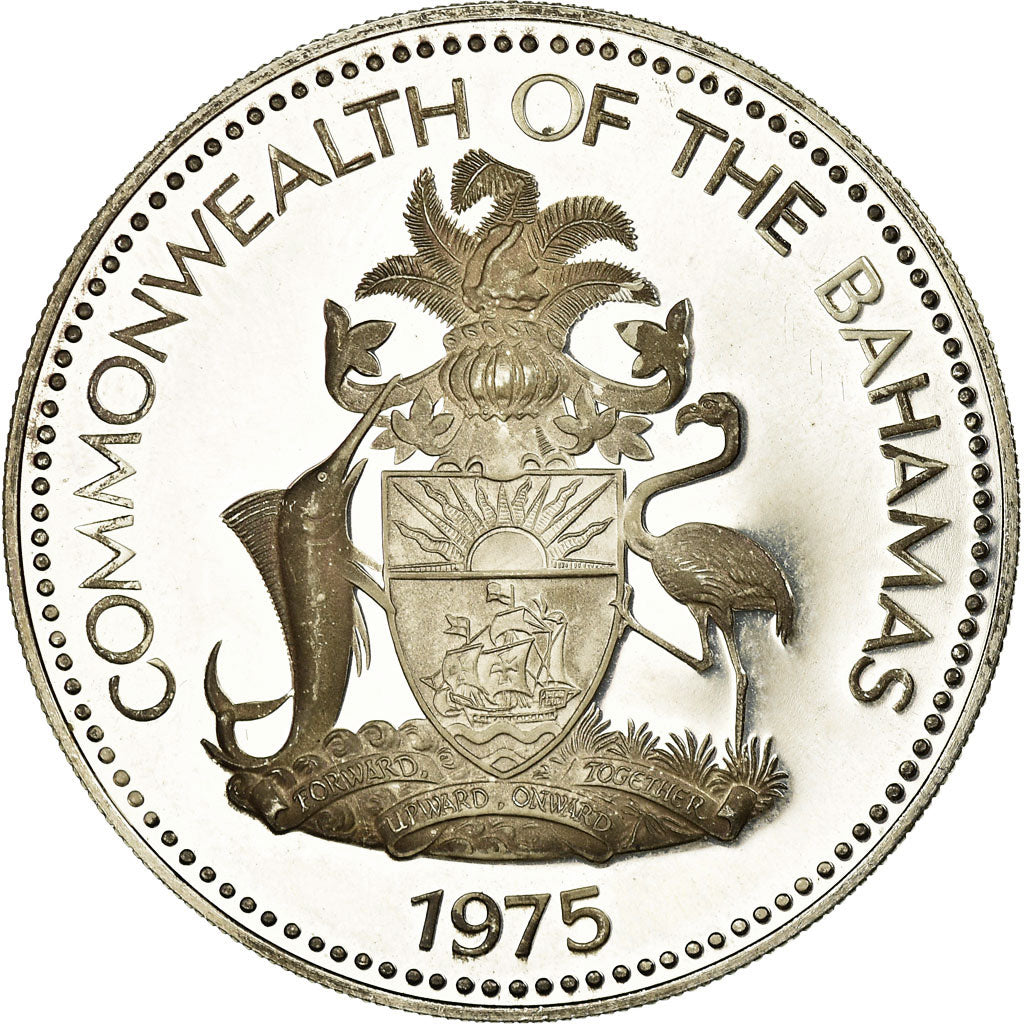 Coin, Bahamas, Elizabeth II, 5 Dollars, 1975, Franklin Mint, U.S.A., Proof