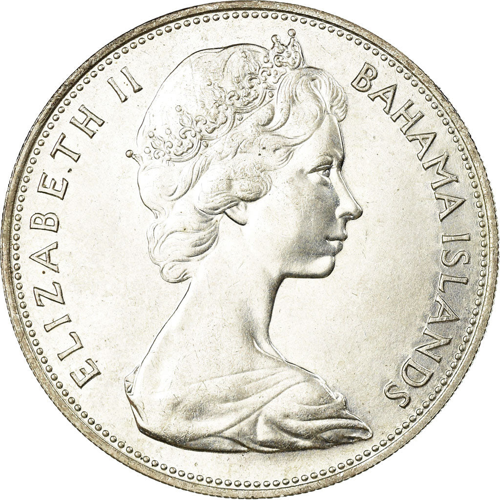 Coin, Bahamas, Elizabeth II, 5 Dollars, 1969, MS(63), Silver, KM:10