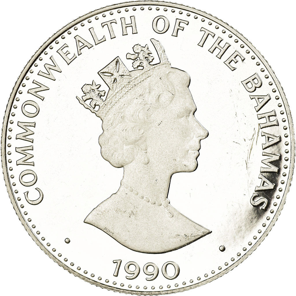 Moneda, Bahamas, Elizabeth II, 10 Dollars, 1990, Franklin Mint, Proof, SC