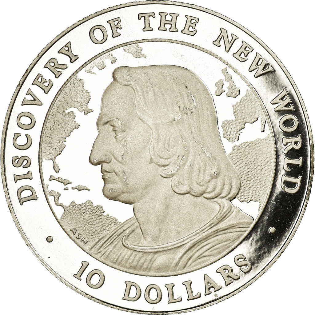 Moneda, Bahamas, Elizabeth II, 10 Dollars, 1990, Franklin Mint, Proof, SC