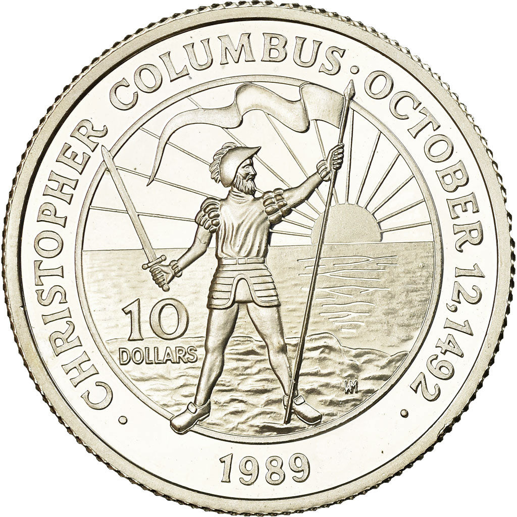 Coin, Bahamas, Elizabeth II, 10 Dollars, 1989, Franklin Mint, Proof, MS(63)