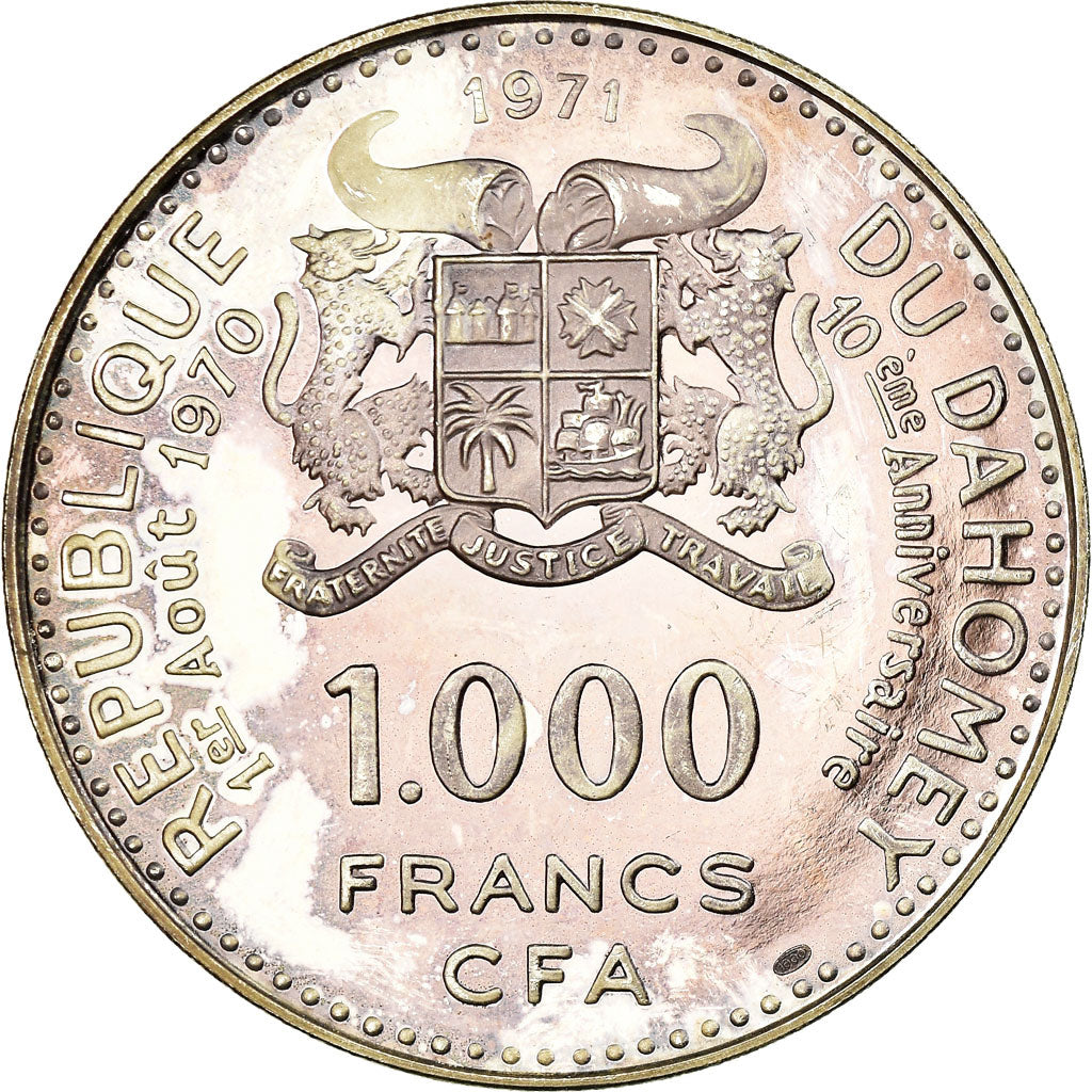 Coin, DAHOMEY, 1000 Francs, 1971, Proof, MS(60-62), Silver, KM:4.2